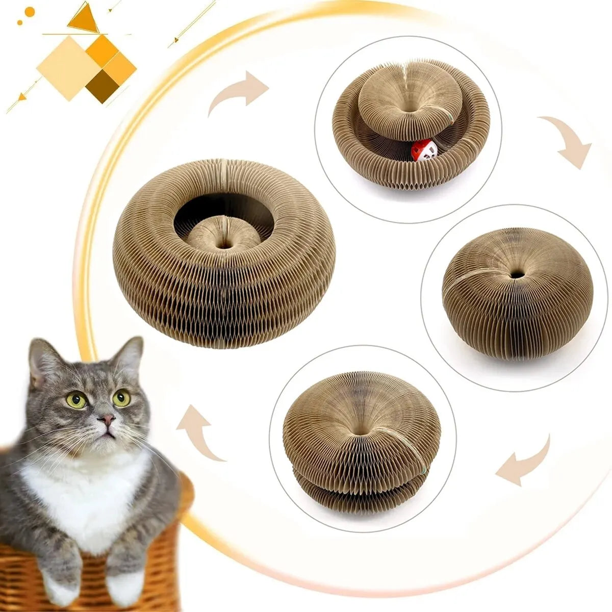 Interactive Cat Toy with Scratch Pad & Ball – Fun & Comfort for All Cats.