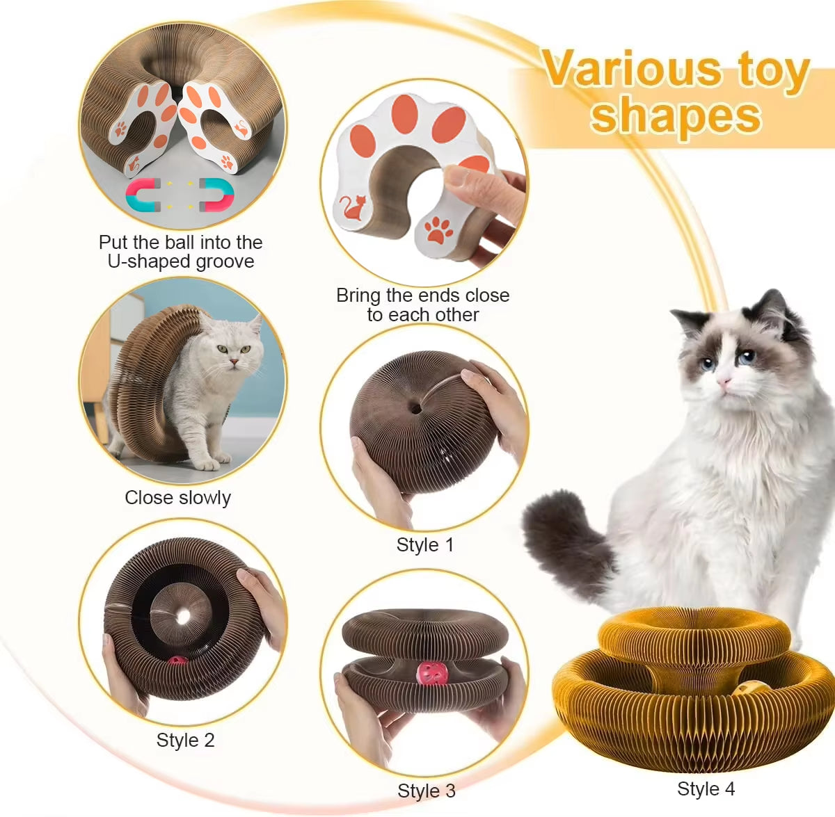 Interactive Cat Toy with Scratch Pad & Ball – Fun & Comfort for All Cats.